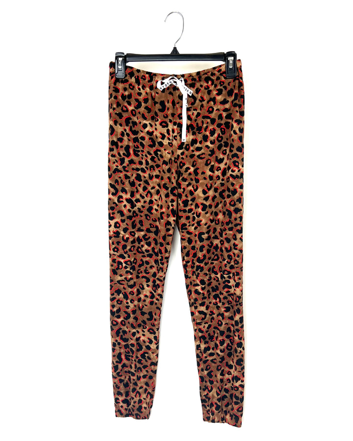 Leopard Brown and Red Print Sleepwear Pants - Size 4/6