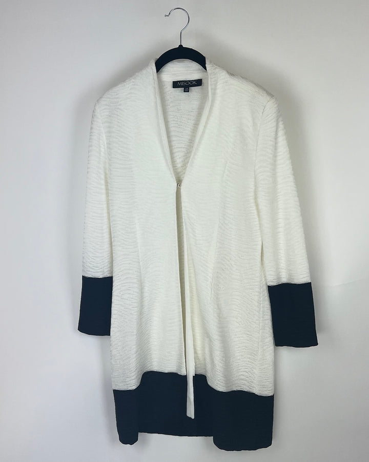 White And Navy Knit Cardigan - Size 2/4