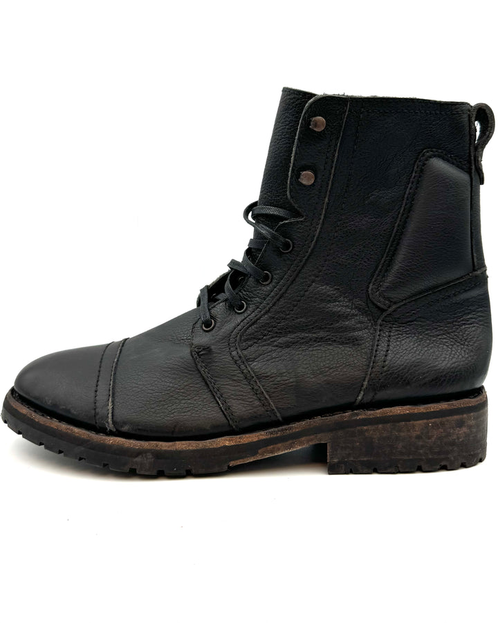 MENS Distressed Charcoal Black And Brown Combat Boots - Size 10