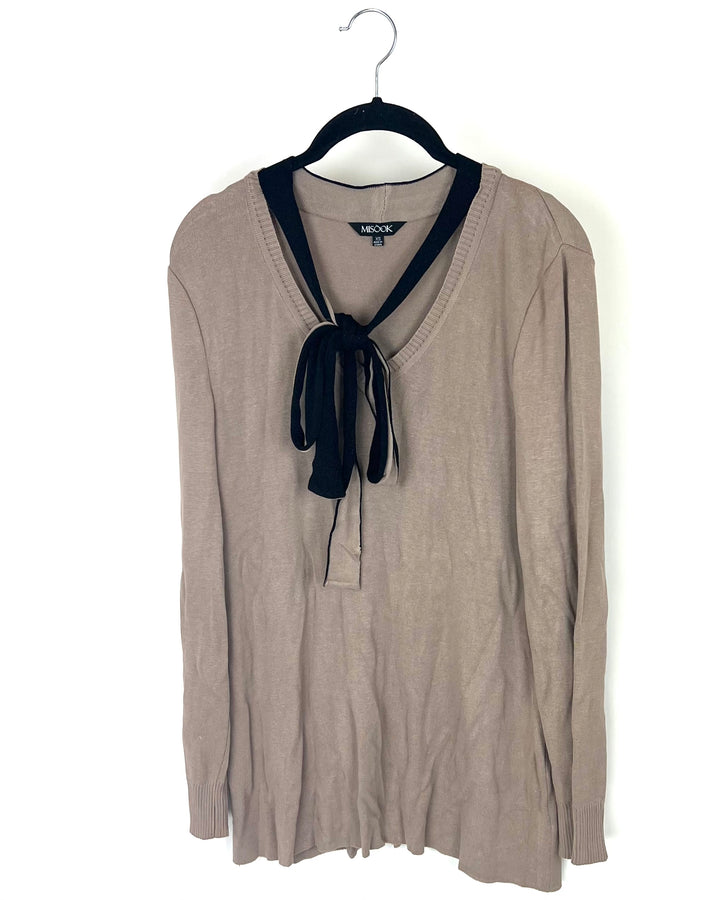 Sand Metallic Bow Tunic Sweater - Size 2/4