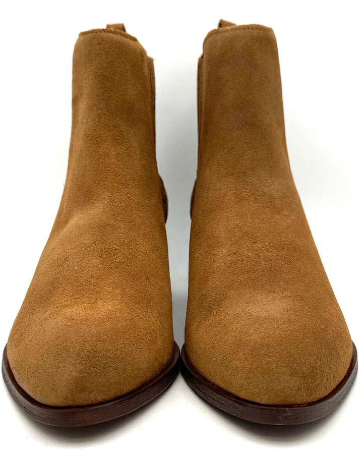 Tan Caramel Suede Pleated Booties - Size 7