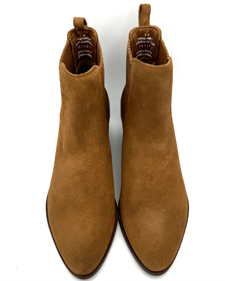 Tan Caramel Suede Pleated Booties - Size 7