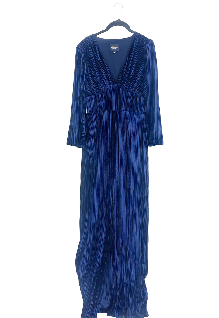 Navy Blue Pleated Gown - Size 4