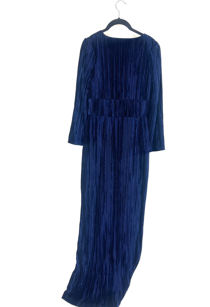 Navy Blue Pleated Gown - Size 4