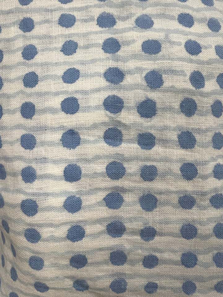 Blue And White Geo Print Linen Tank Top - 0/2, 12/14, and 16