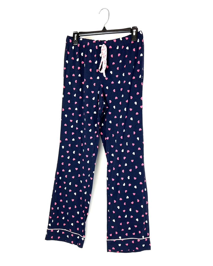 Navy Blue Heart Print Pajama Set - Size 0/2