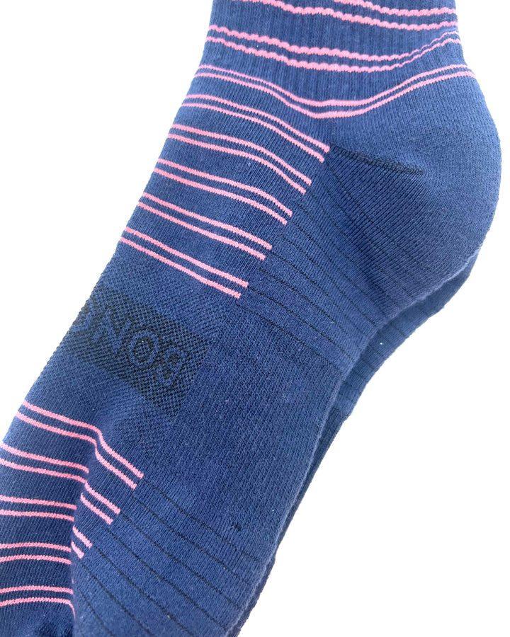 MENS Navy Crew Sock with Pink Stripes - One Size Fits Most