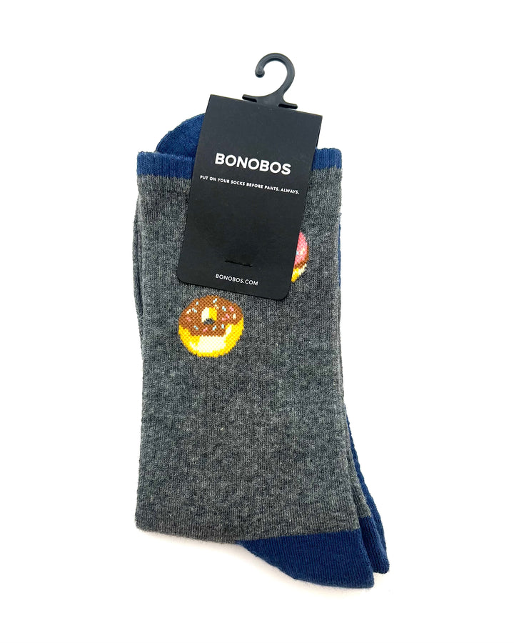 MENS Gray Donut Crew Sock - One Size Fits Most