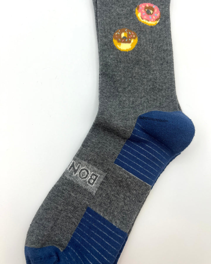 MENS Gray Donut Crew Sock - One Size Fits Most