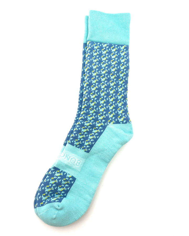 MENS Blue Abstract Pattern Crew Sock - One Size Fits Most