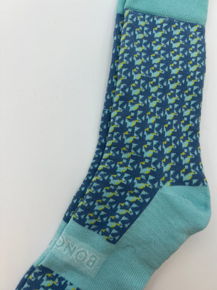 MENS Blue Abstract Pattern Crew Sock - One Size Fits Most