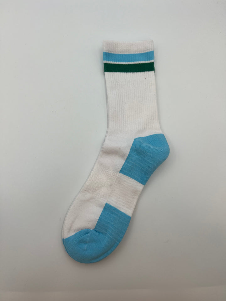 MENS Green, Blue and White Crew Sock - One Size Fits Most