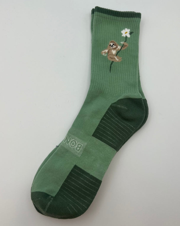 MENS Green Sloth Crew Sock - One Size Fits Most