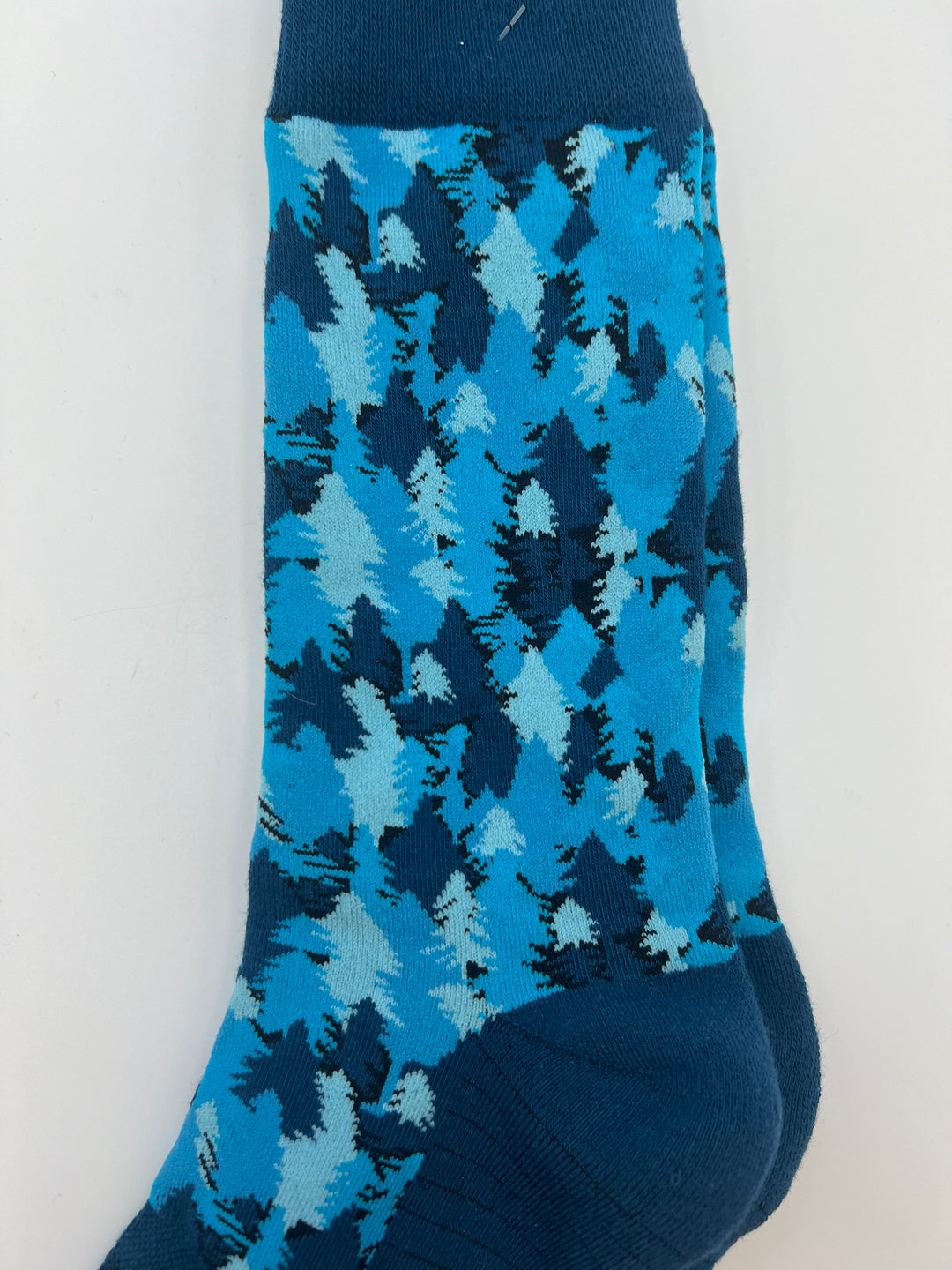 MENS Blue Tree Patterned Crew Socks - One Size Fits Most