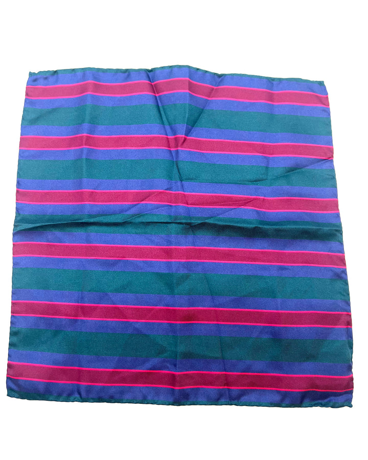 MENS Green, Blue, and Magenta Striped Pocket Square