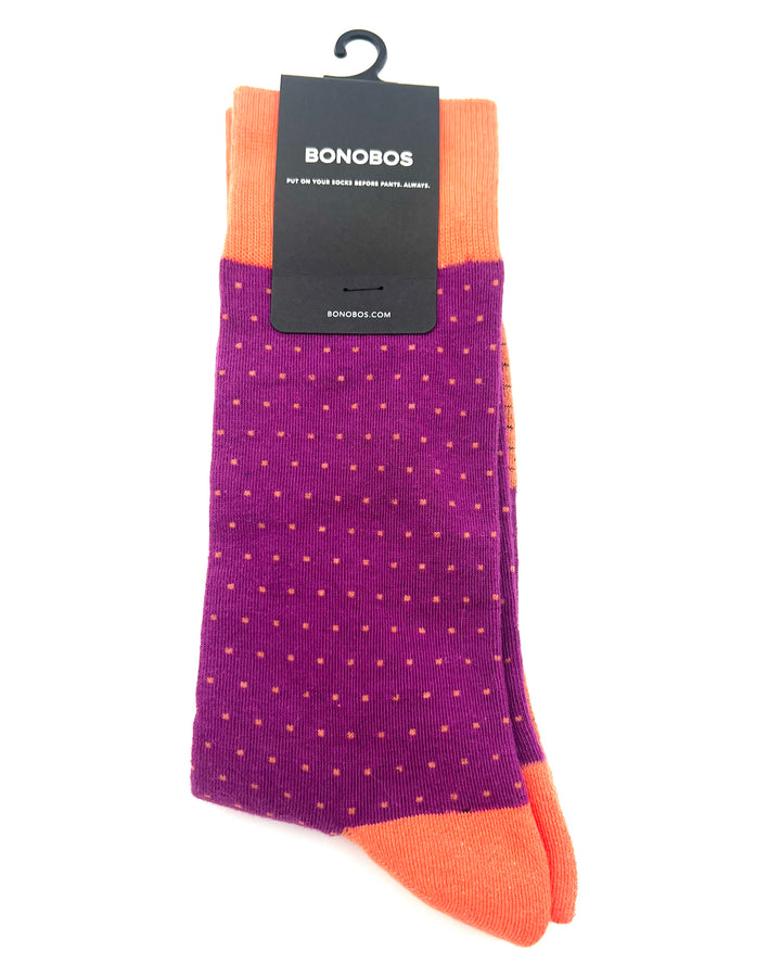 MENS Purple and Orange Crew Socks - Size 9.5-13