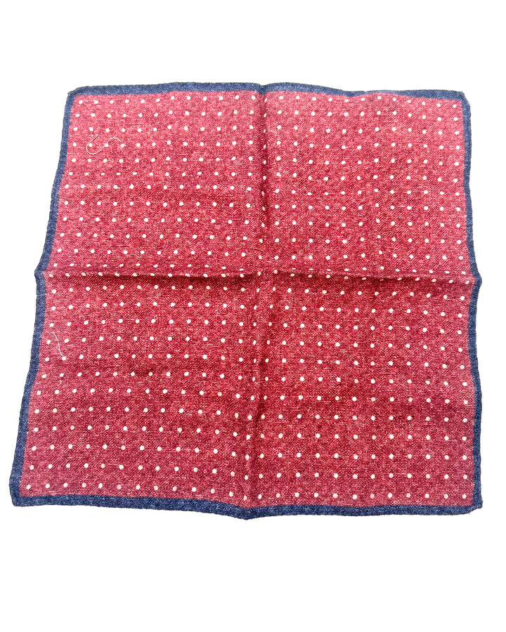 MENS Deep Red With White Polka Dots Pocket Square