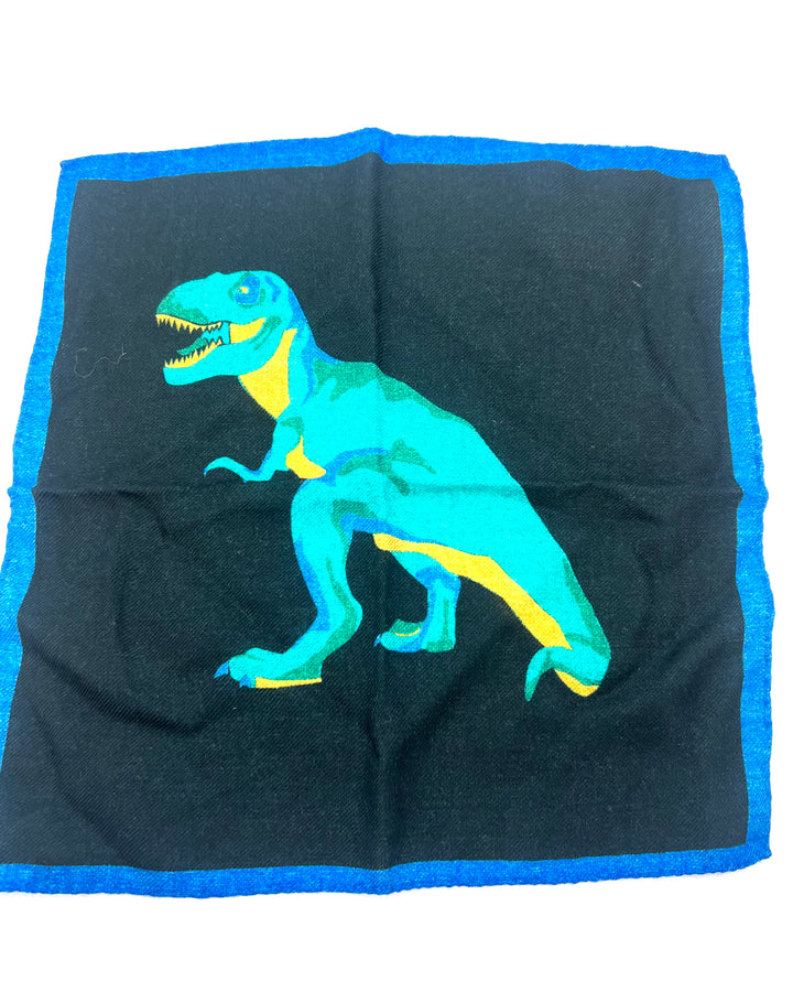 MENS Teal and Yellow Dinosaur Pocket Square