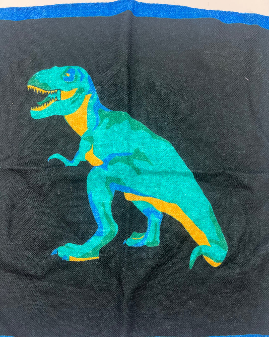 MENS Teal and Yellow Dinosaur Pocket Square