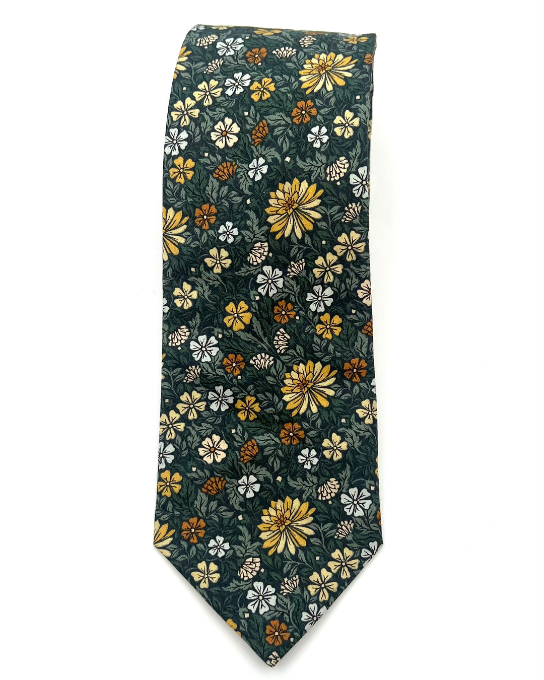 MENS Green and Yellow Floral Tie