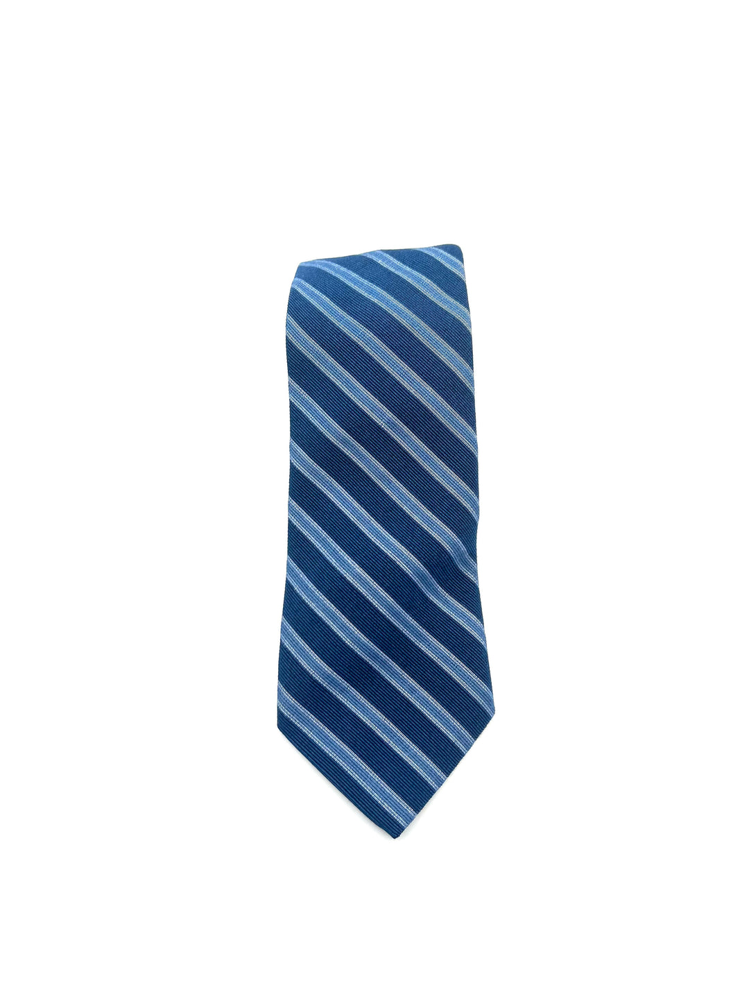 MENS Navy Tie With Sky Blue Stripes