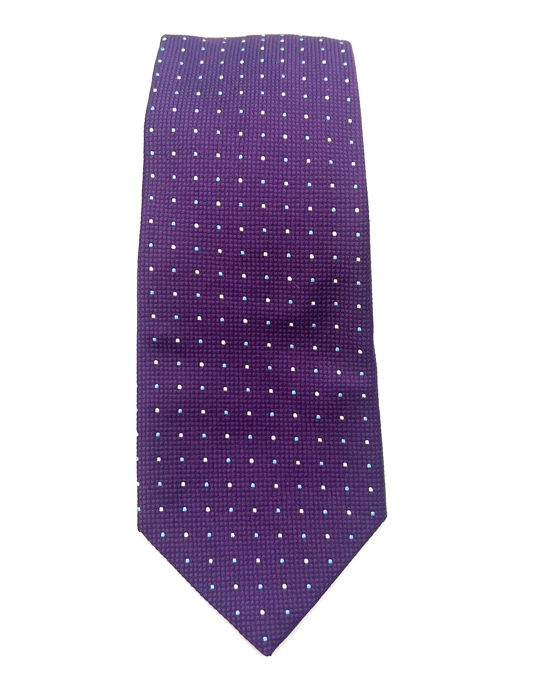 MENS Purple Tie With Blue and White Dots