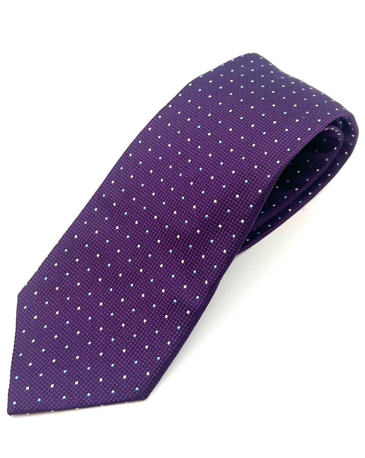 MENS Purple Tie With Blue and White Dots