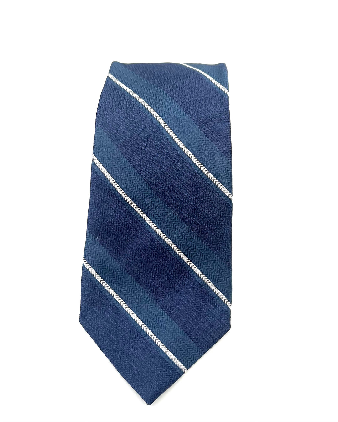 MENS Blue, Green, and White Striped Tie