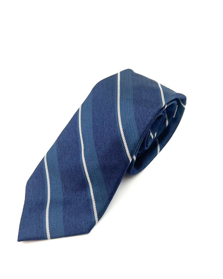 MENS Blue, Green, and White Striped Tie