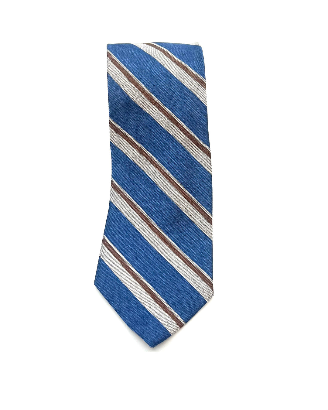 MENS Steel Blue Tie With Gray and Amber Stripes