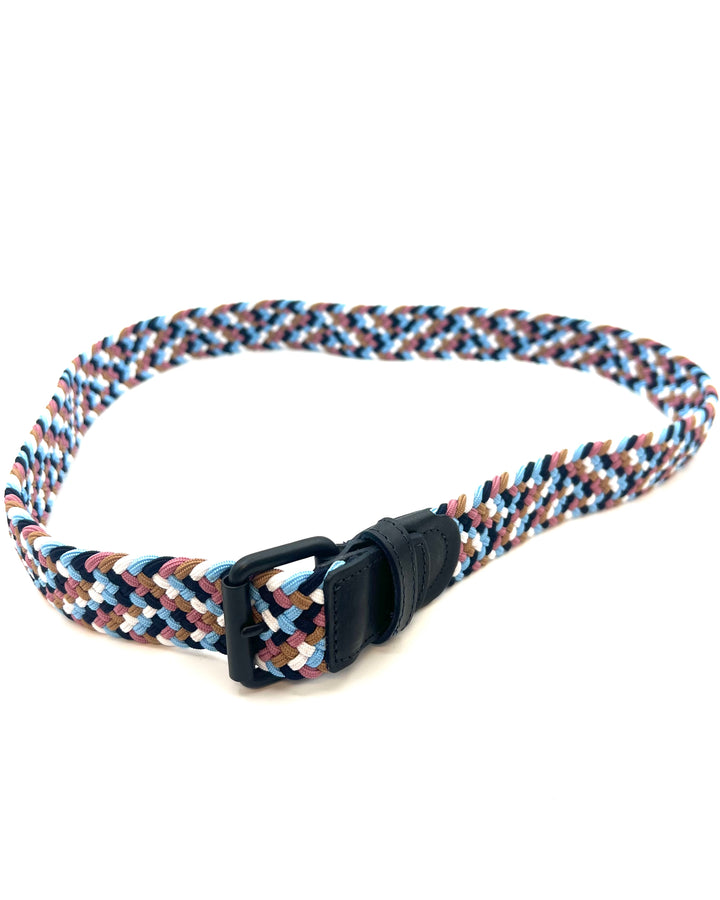 MENS Blue, Dusty Rose, and Brown Braided Belt - Size 38