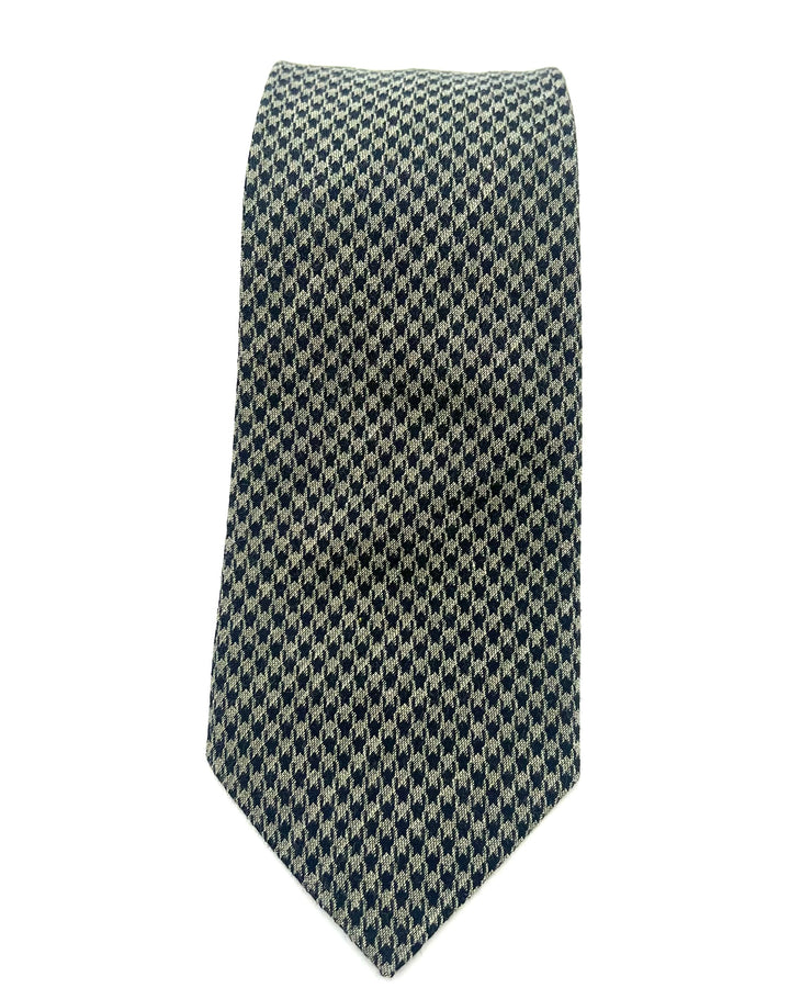 MENS Green and Dark Navy Houndstooth Tie