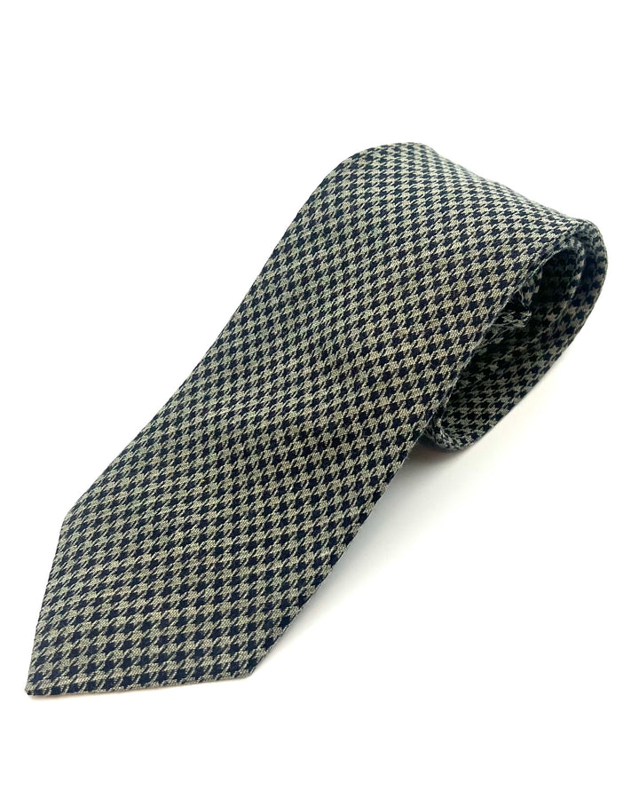 MENS Green and Dark Navy Houndstooth Tie