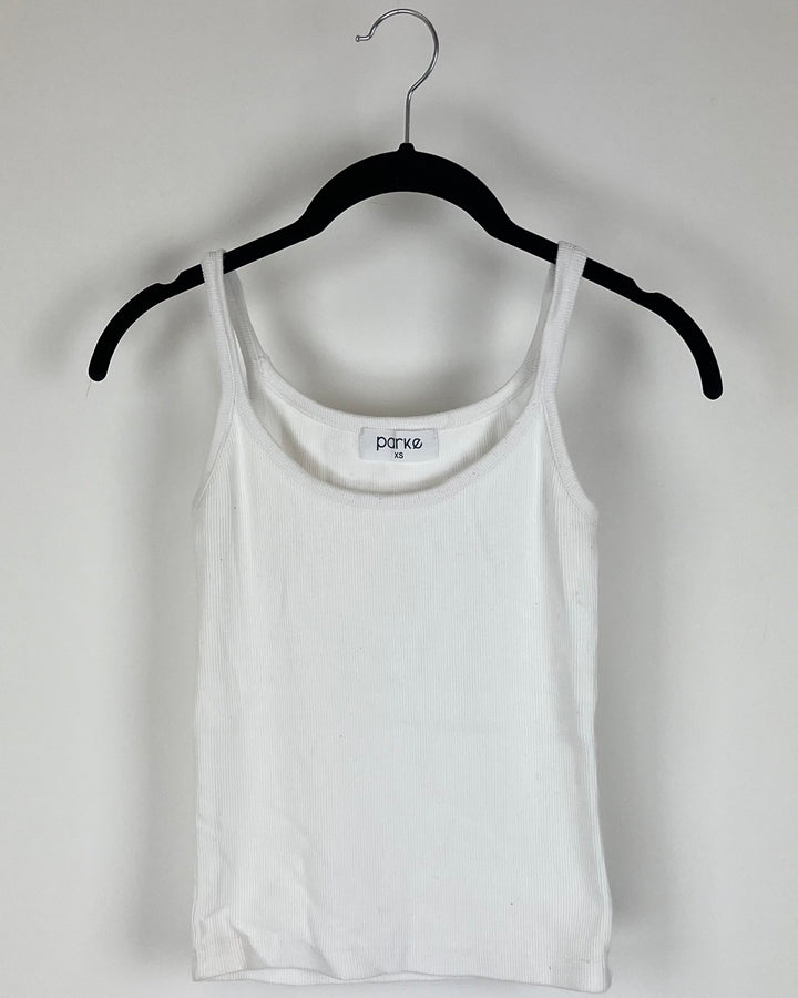 Thin Strap Ribbed White Tank Top - Extra Small