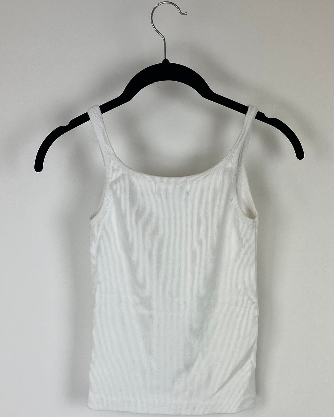 Thin Strap Ribbed White Tank Top - Extra Small