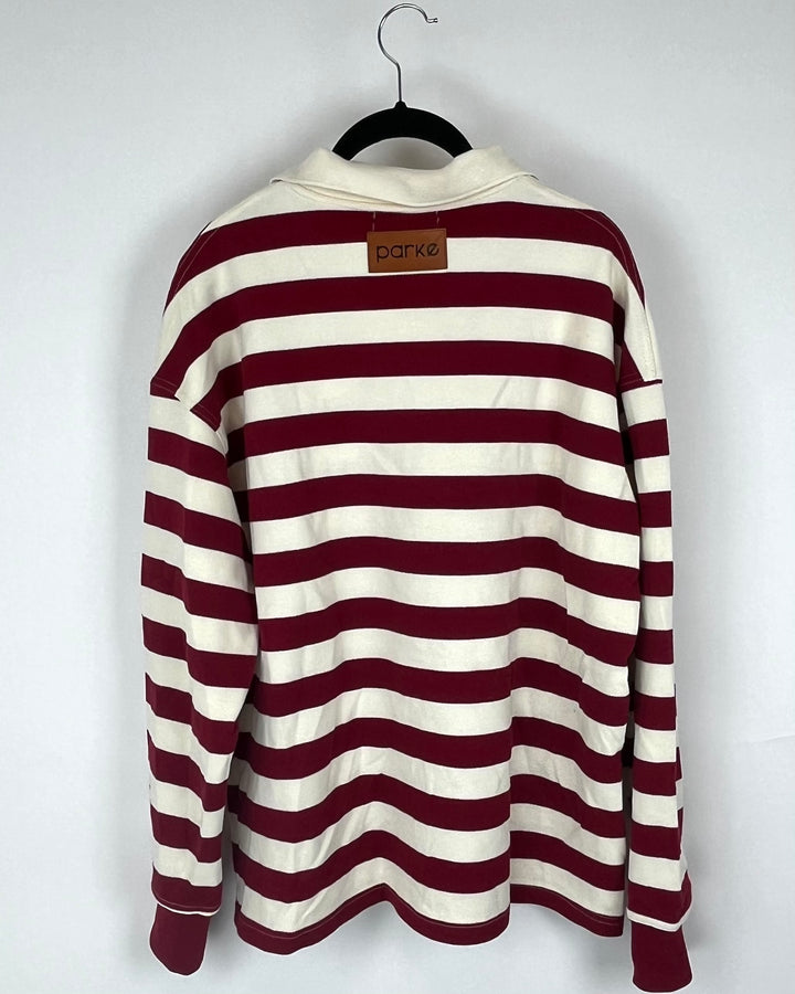 Red and Cream Striped Long-Sleeve - Large/Extra Large