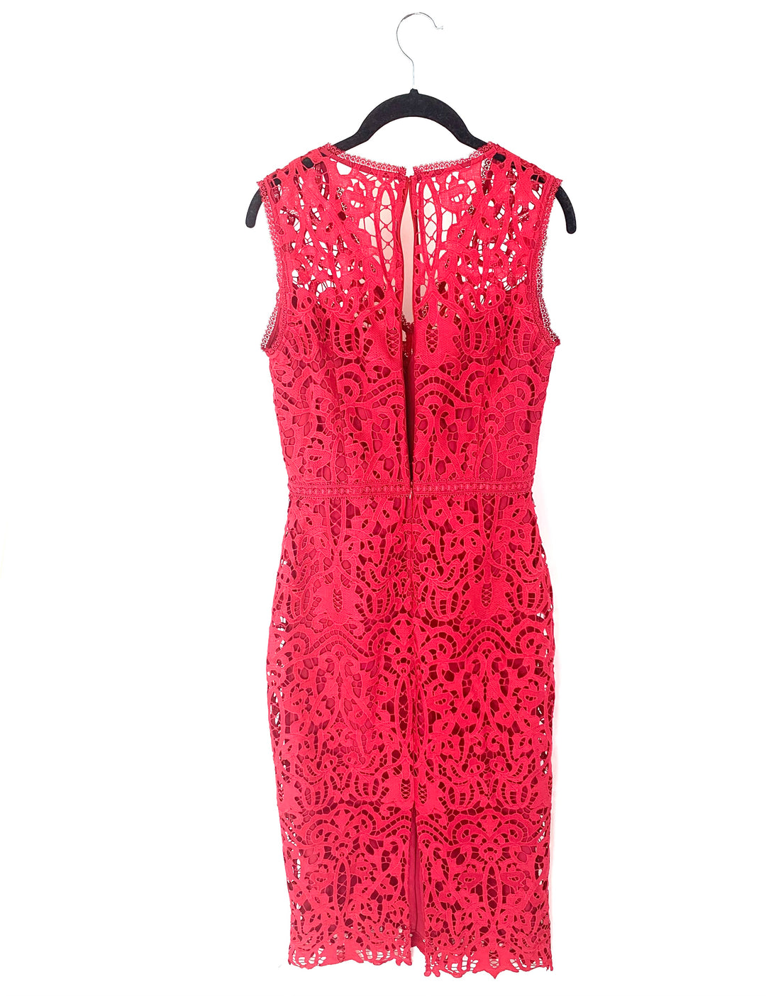 Red Sleeveless Lace V-Neck Dress - Size 4