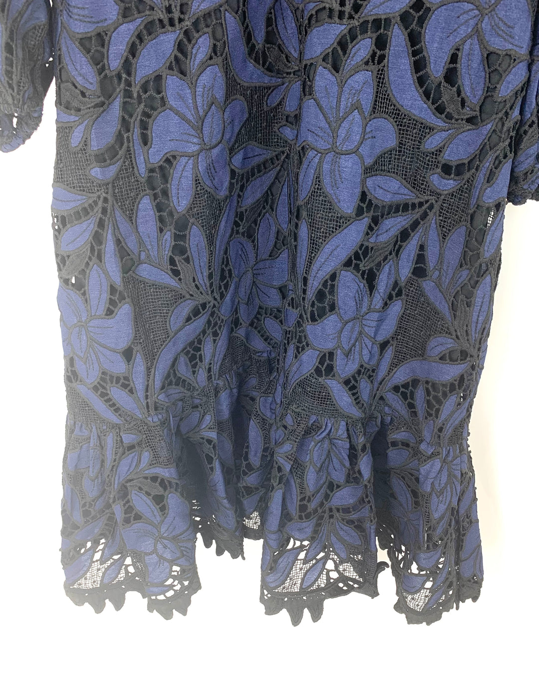 Black and Navy Floral Lace Dress- Size 4