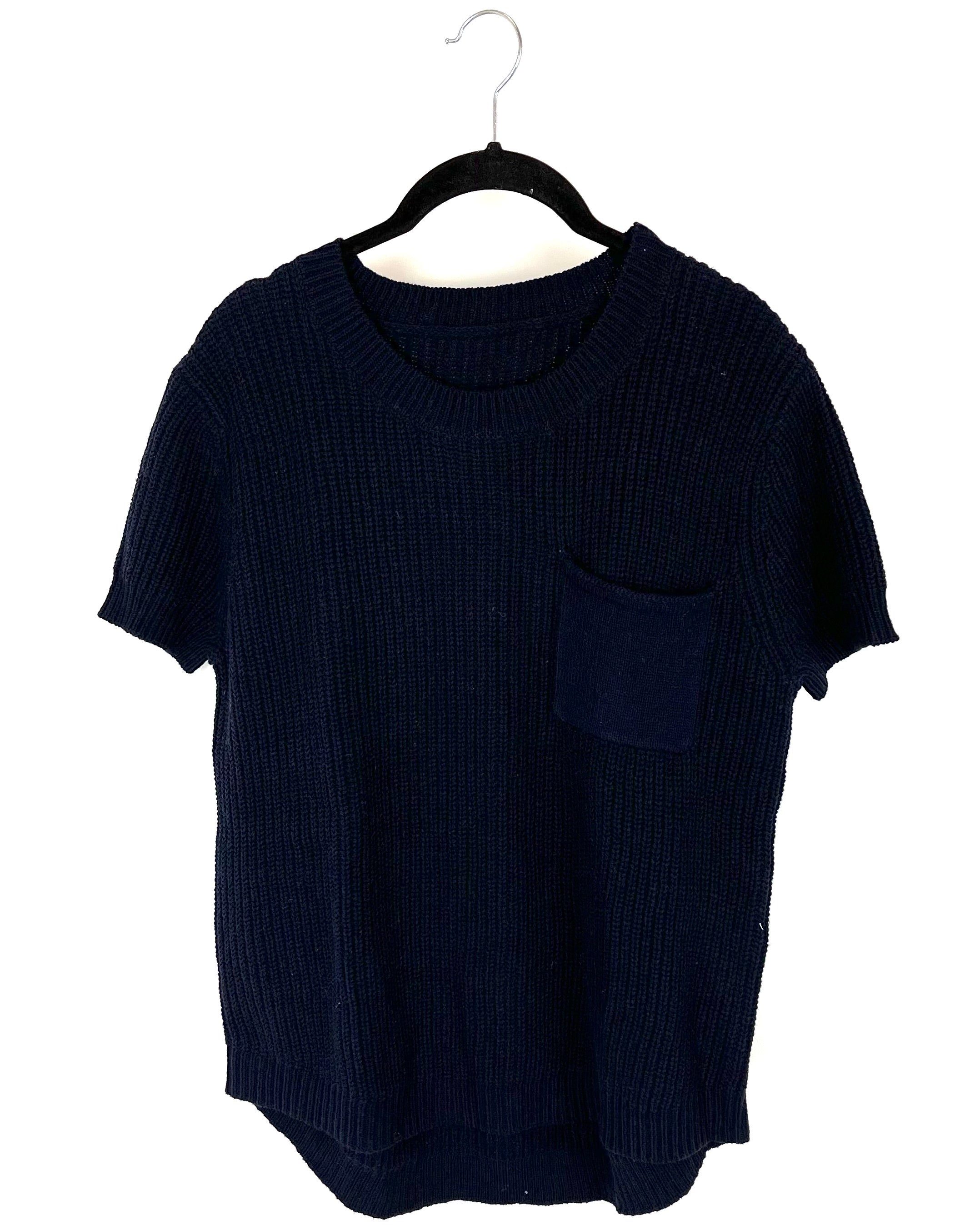 Navy Short Sleeve Sweater Size 4 6