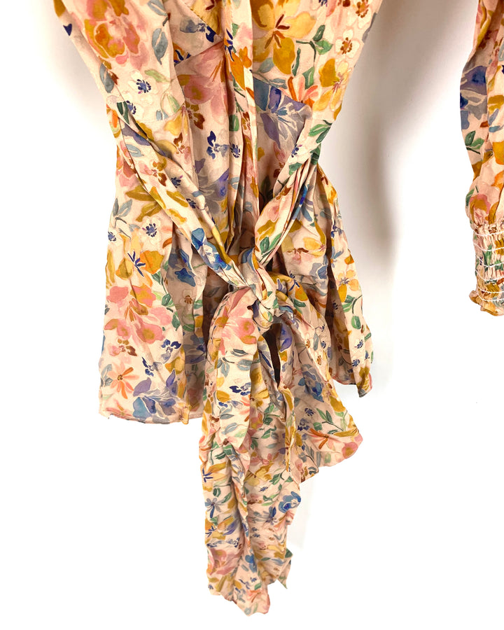 Autumn Watercolor Floral Blouse - Size 4