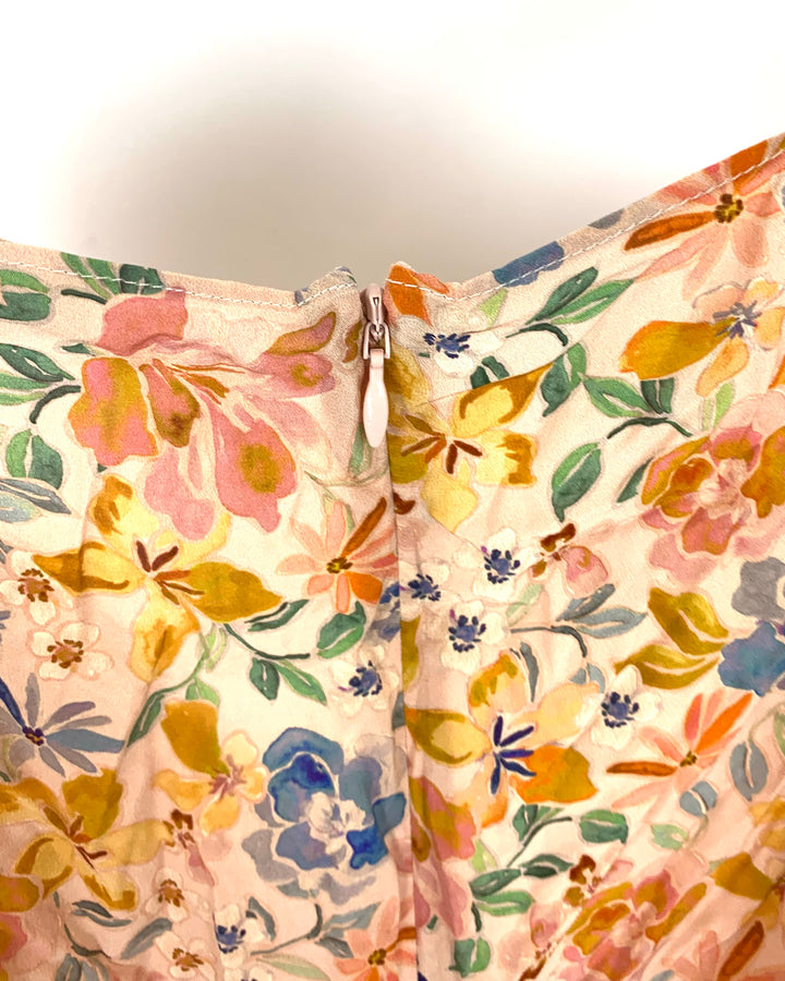 Autumn Watercolor Floral Blouse - Size 4