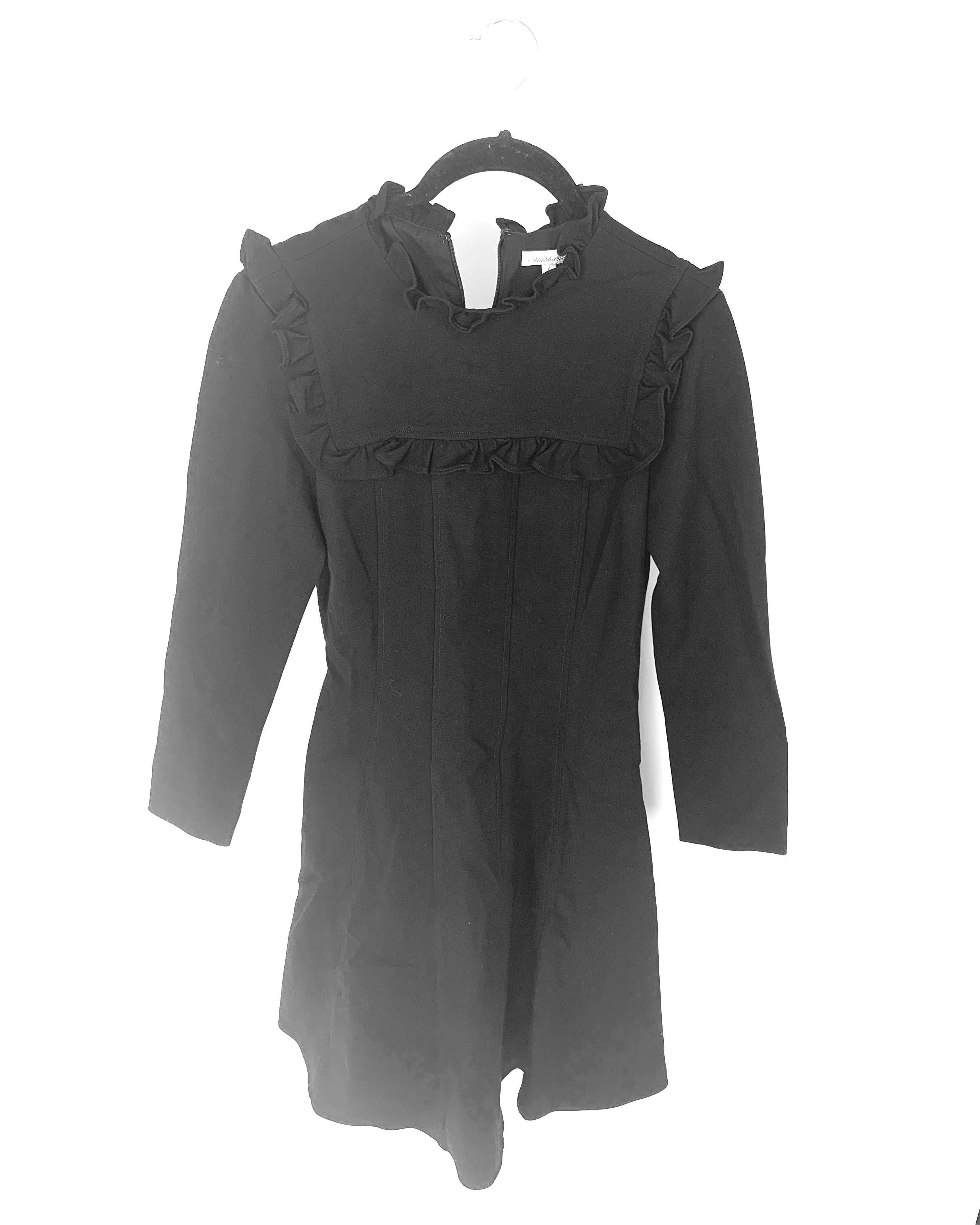 Black Fitted Long Sleeve Dress- Size 4 ...