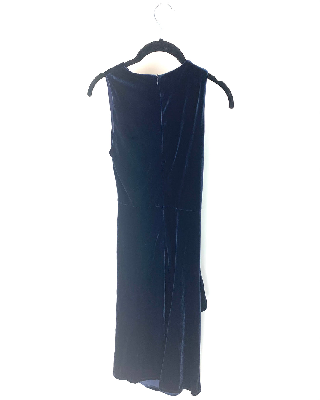 Sleeveless Navy Blue Velvet Evening Dress - Size 4