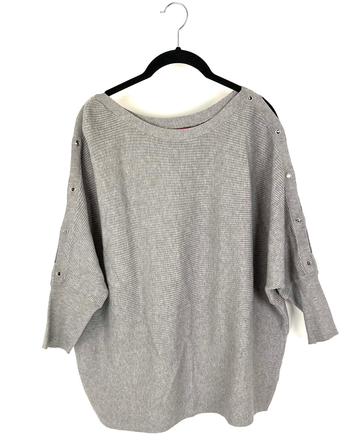 Gray Sweater Top with Cutout Details - Size 1X