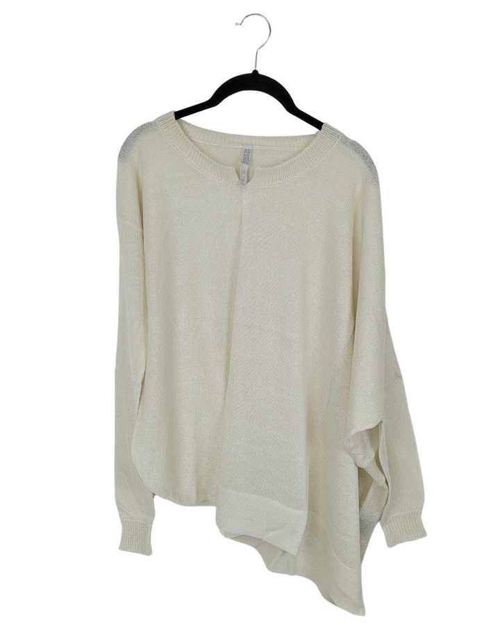 Off White Oversized Asymmetrical Sweater - Extra Small - Large