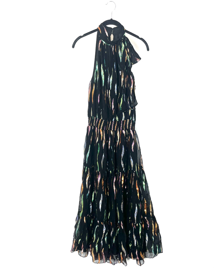Black Mockneck Metallic Dress - Size 6/8