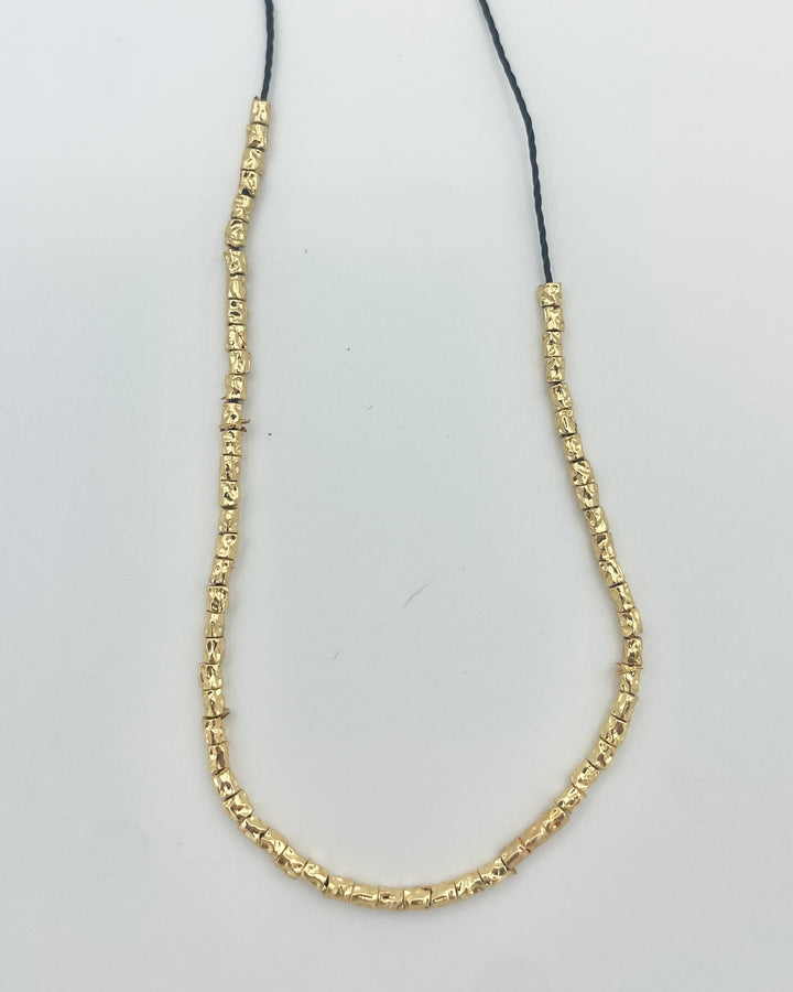 Black String Necklace With Gold Beads