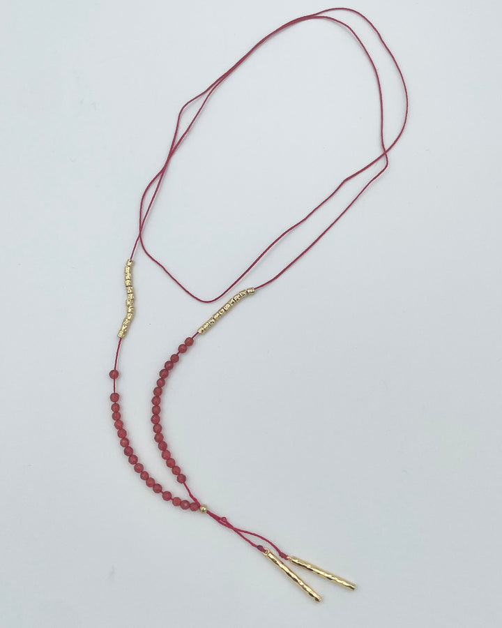 Gorjana Red String Necklace With Gold Beads