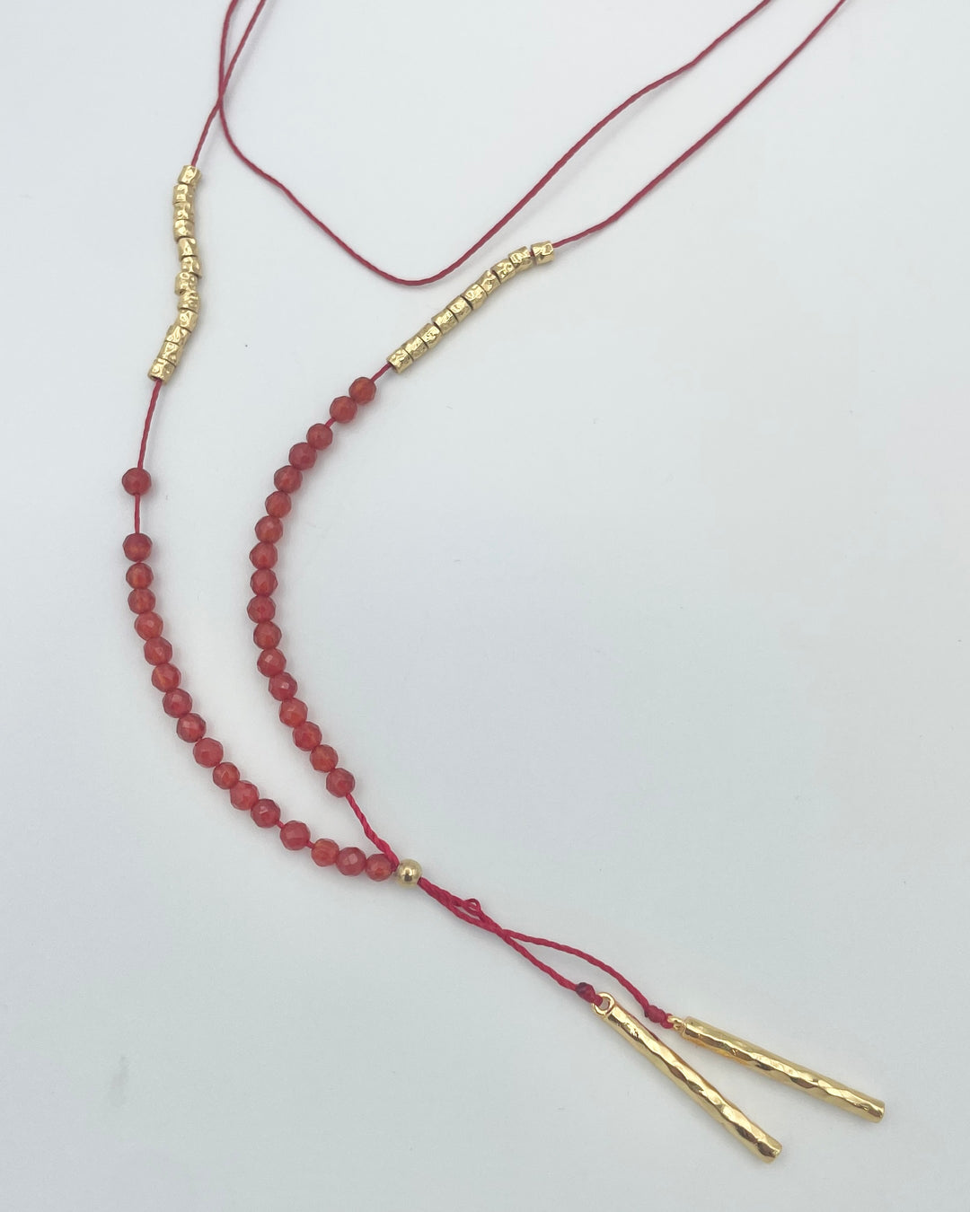 Gorjana Red String Necklace With Gold Beads