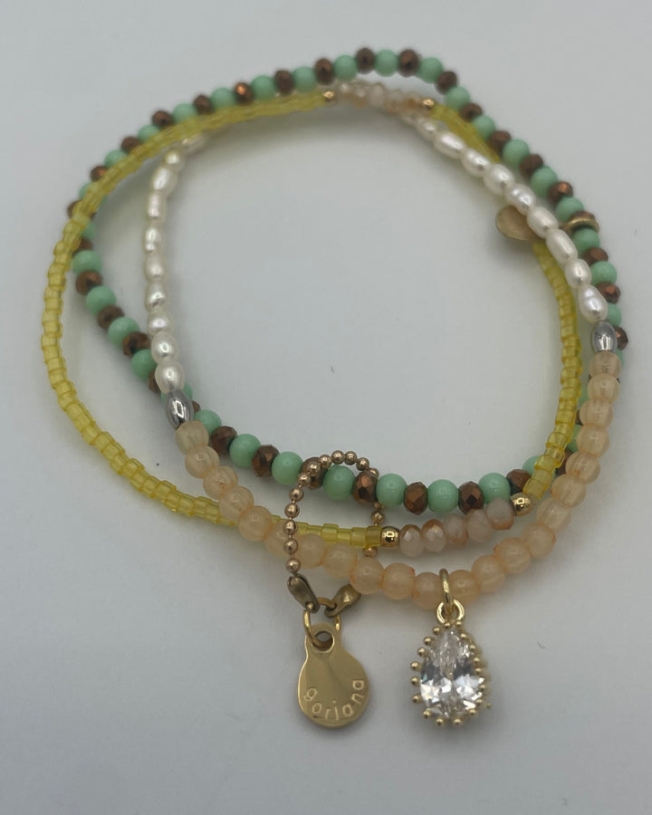 Teal and Gold Beaded Bracelet Set